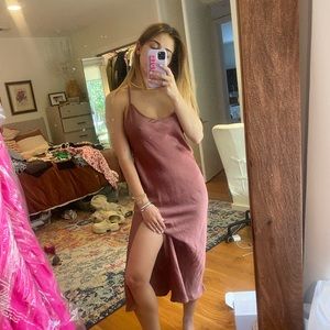 Plant blue silk maxi dress.